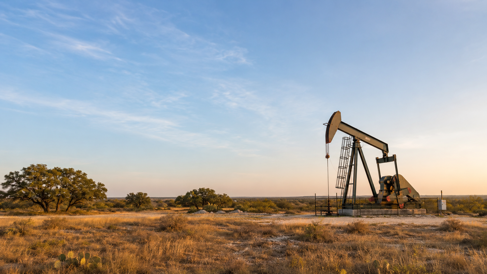 Pumpjack in an open Texas landscape